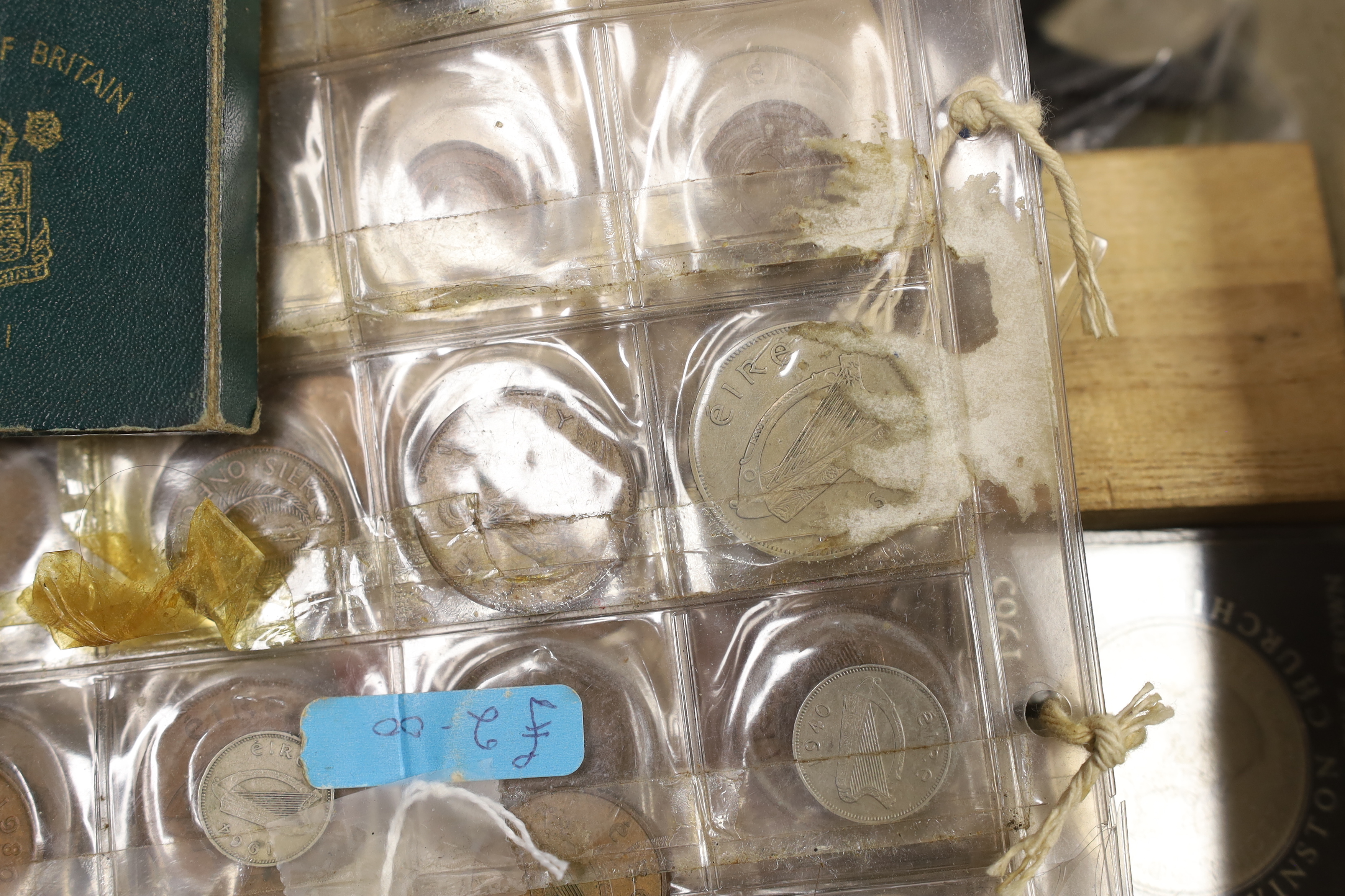 British coins, mostly QEII BUNC Decimal coin sets and commemorative crowns, Festival of Britain crowns 1951, together with Ireland coins